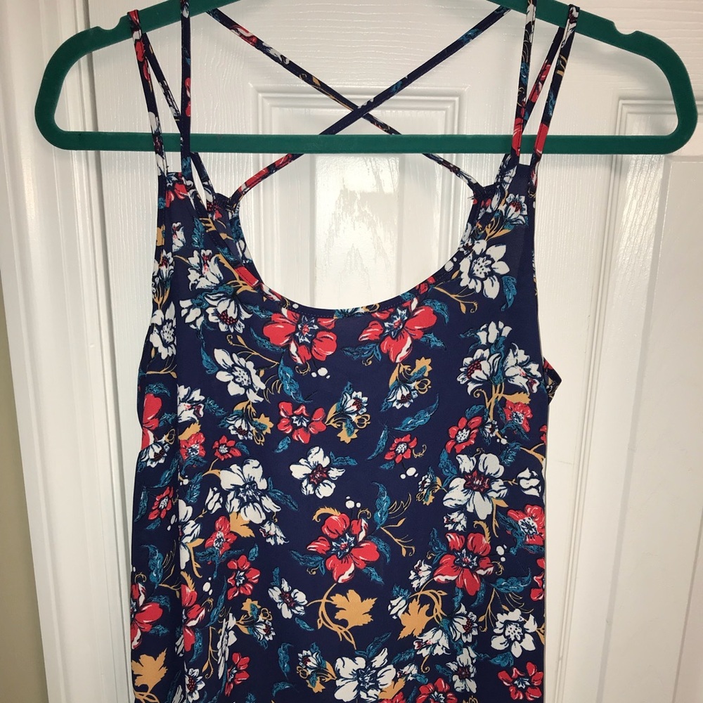 floral pattern cross back tank top